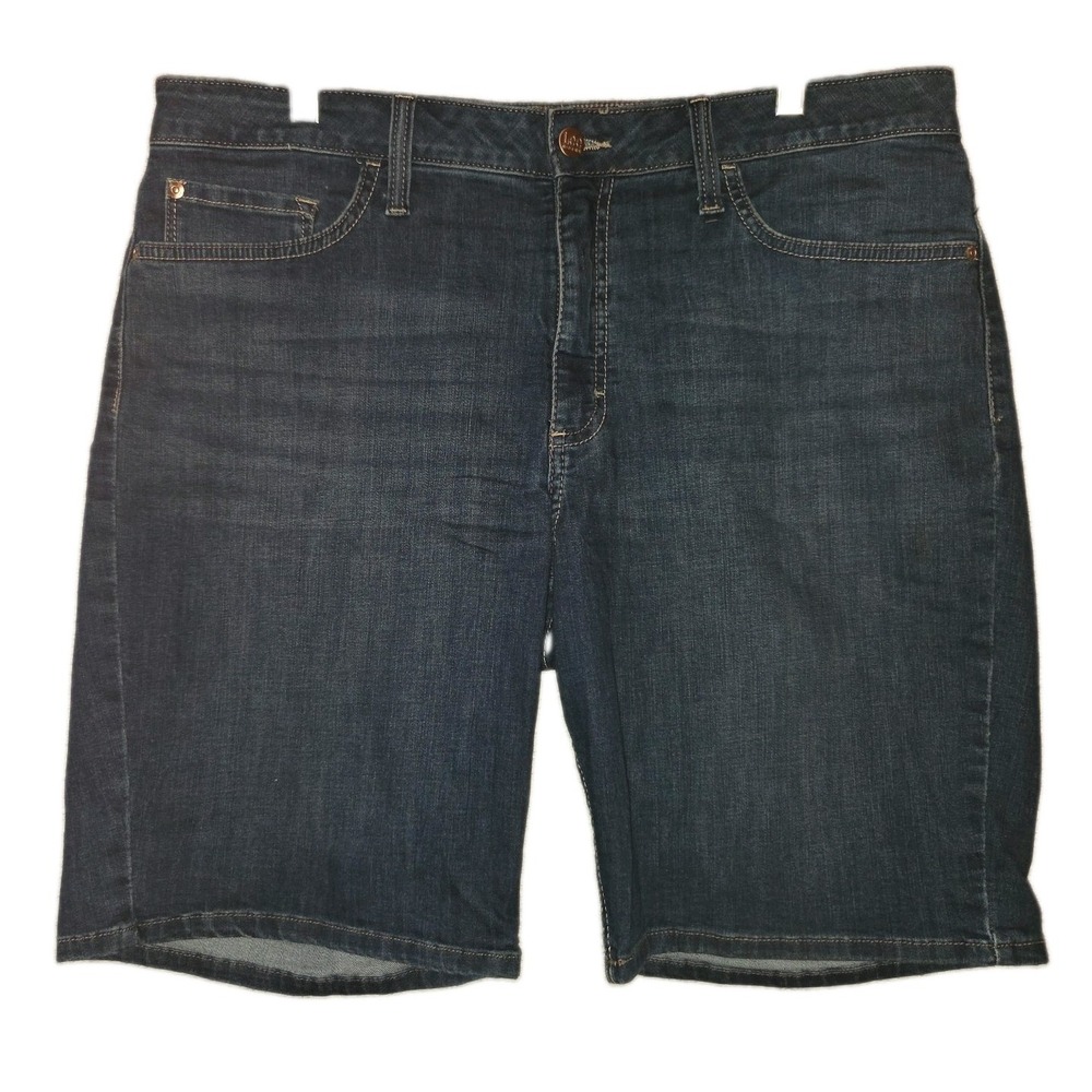 LEE Midrise Bermuda Blue Denim Jean Shorts Womens 16M 9" Inseam Comfort Stretch